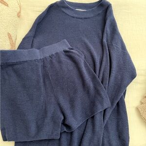 Free People Deep Blue Sweatshirt and Shorts Set